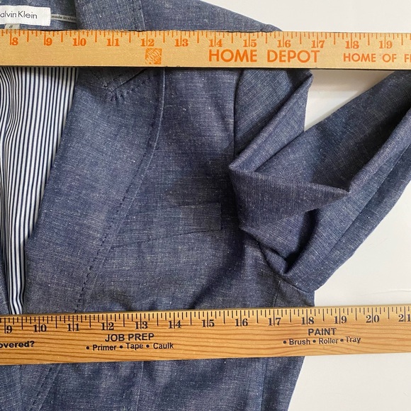 Calvin Klein Women's Blazer Size 8 Blue Chambray Cotton Linen Blend - Picture 5 of 11